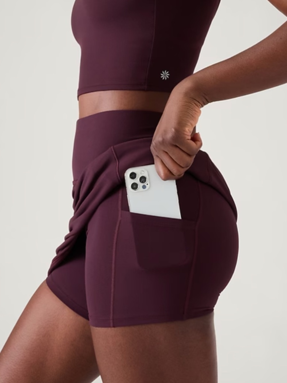 NWT Athleta Salutation Stash 16.5“ Skort in spiced cabernet - Size large - Picture 3 of 9